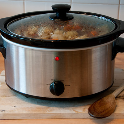 Beef Bone Broth Cooking In A Crock Pot